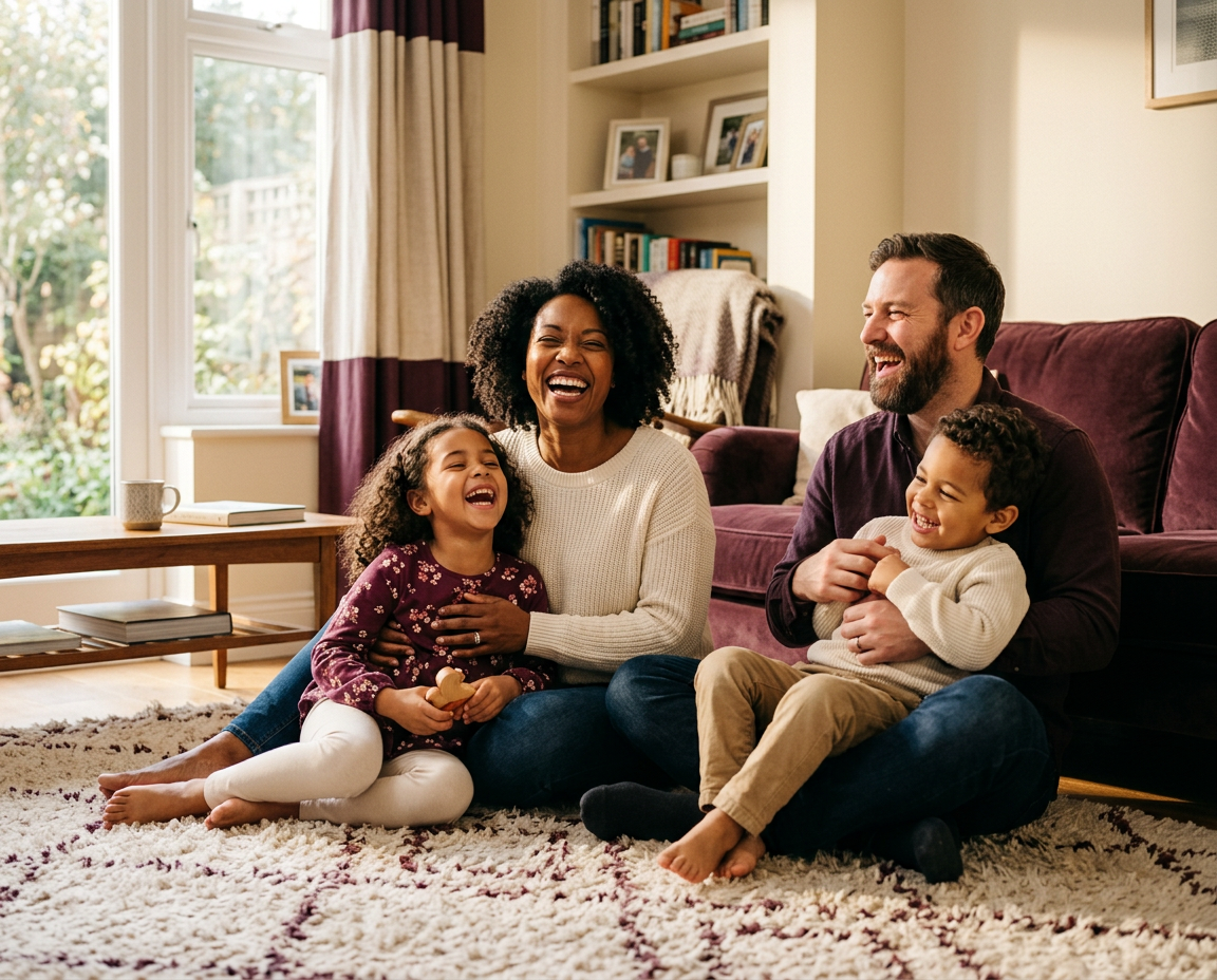 A family sharing a joyful moment together